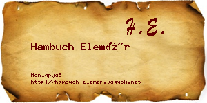 Hambuch Elemér névjegykártya